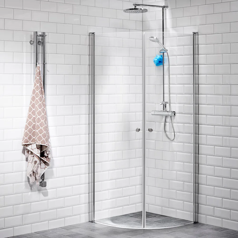 DHÖRN LUSSO1 HT2 SVÄ 90X90 KL LxB: 900x900 mm, Klarglas, Handtag 2