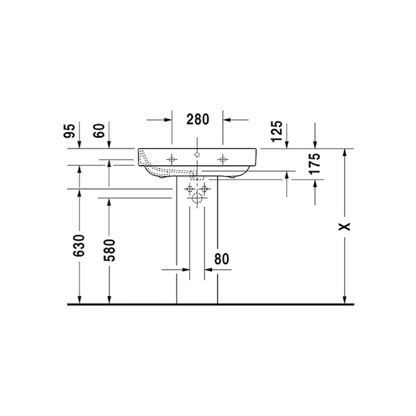 Tvättställ Duravit Happy D2 23166 Bredd: 650 Mm Bredd: 650 Mm