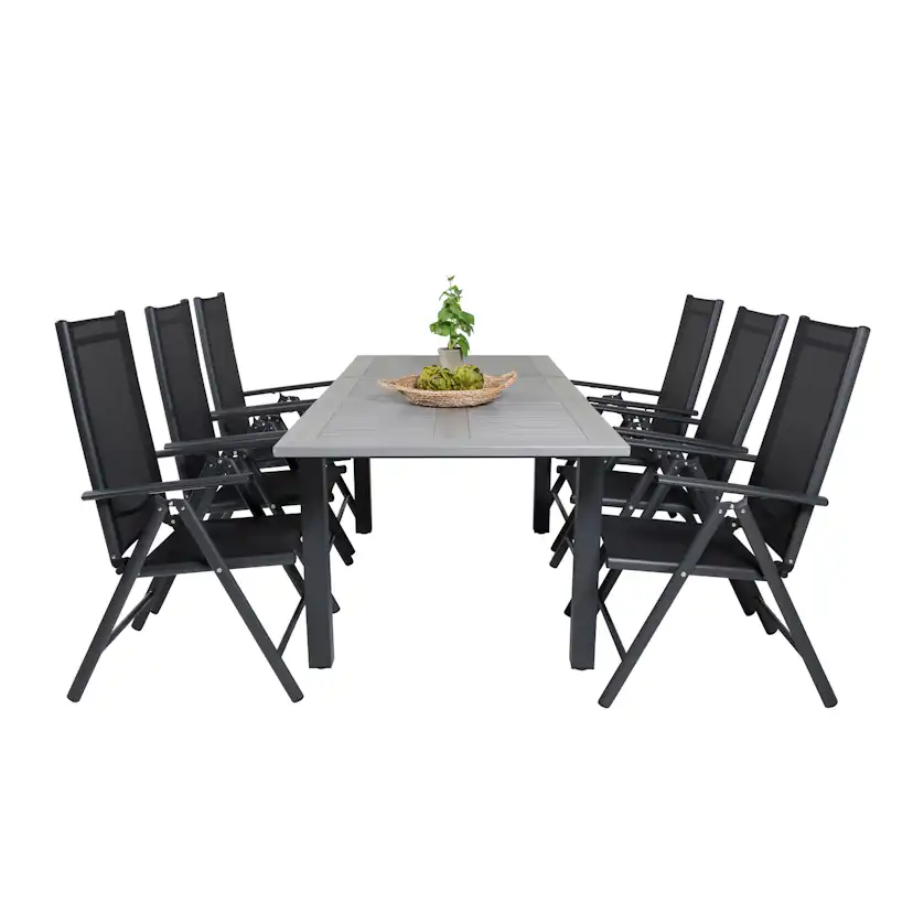 Matgrupp Venture Home Aleyna 160/240 med 6 Bront Positionsstolar