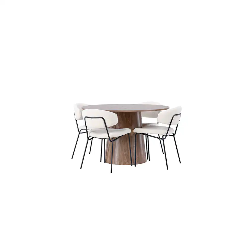 Matgrupp Venture Home Lanzo Runt Matbord Ø120 cm & 4 Chico Stolar i Boucle