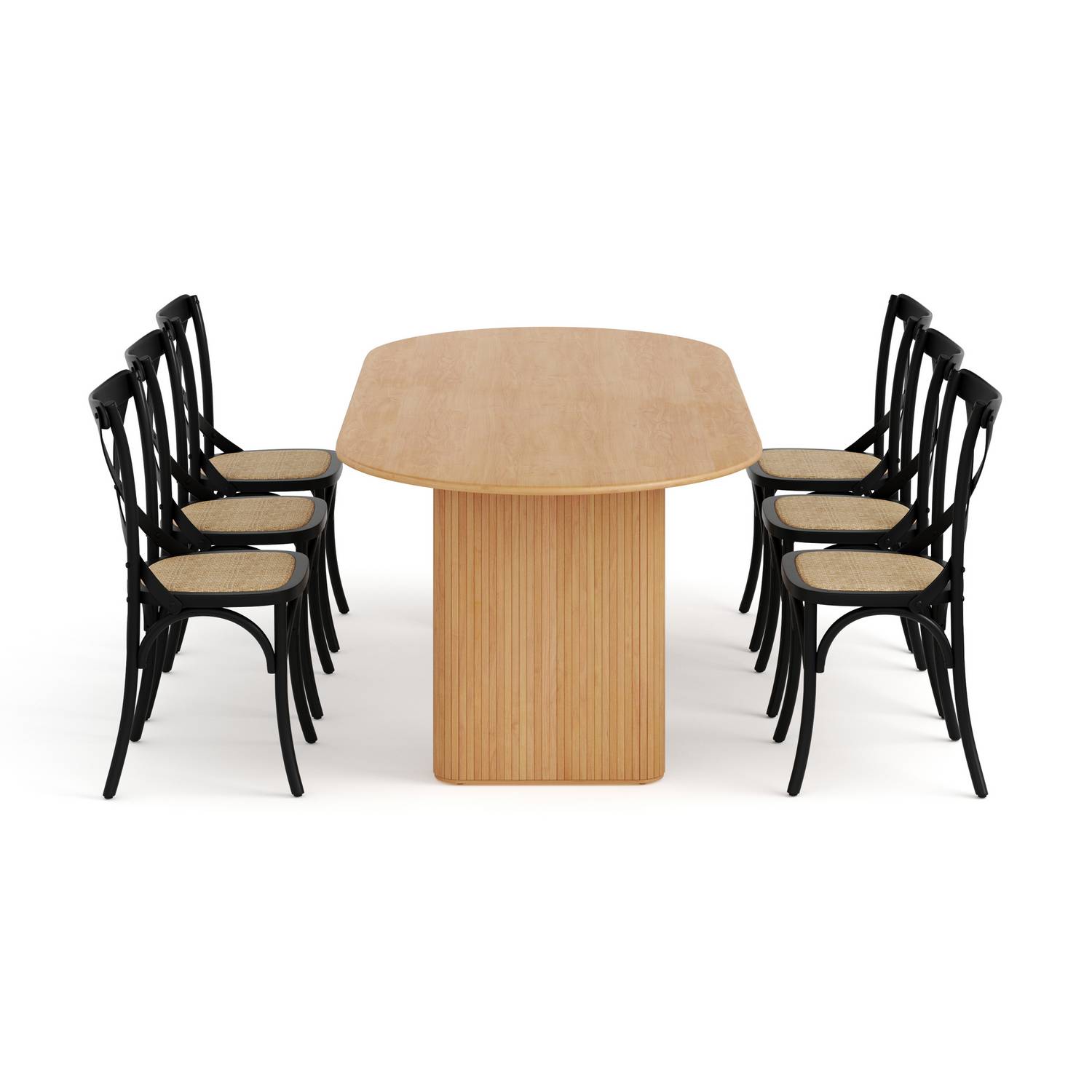 Matgrupp Basic Home Noira Ovalt Matbord 220 cm med 6 Kalb Matstol