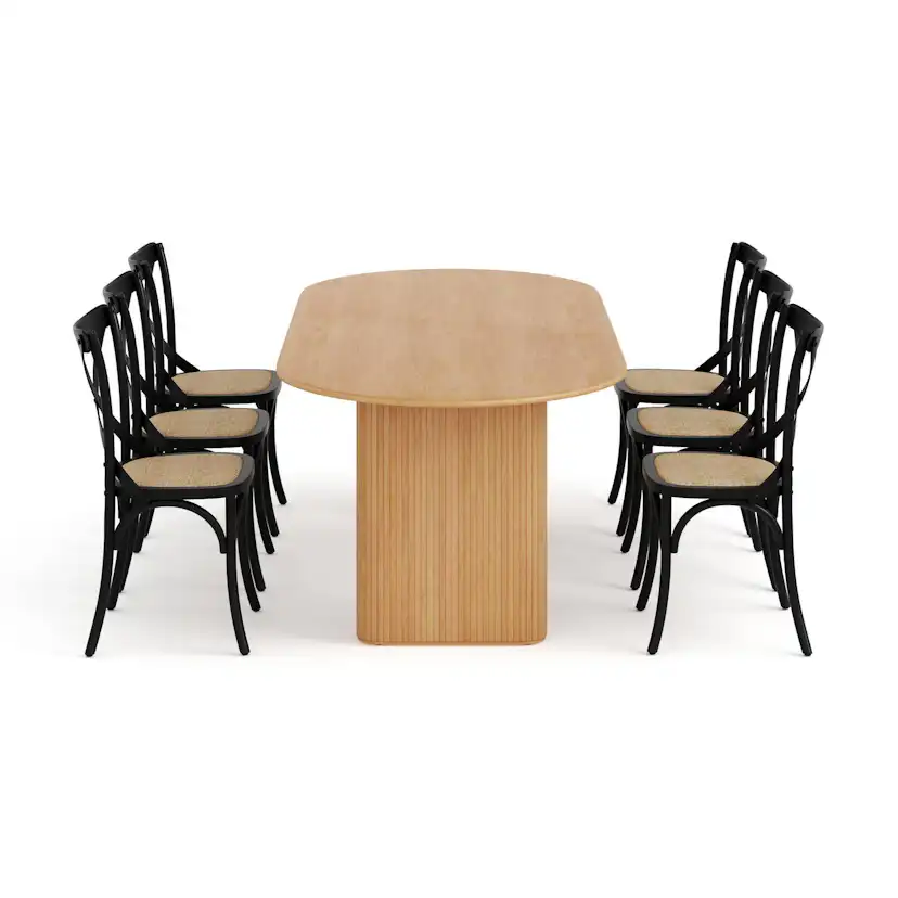 Matgrupp Basic Home Noira Ovalt Matbord 220 cm med 6 Kalb Matstol