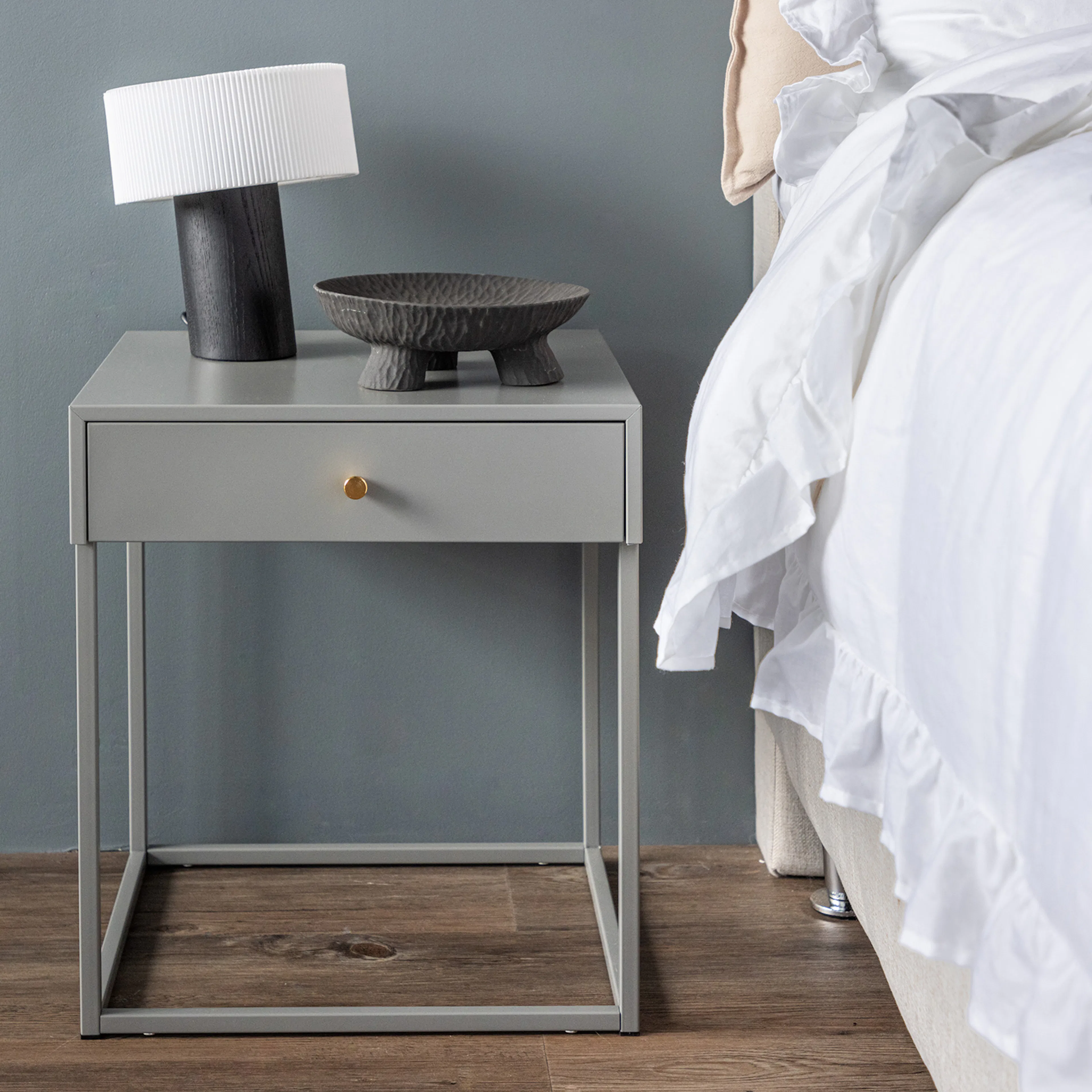 Bakal Bedside Table - Light grey /  Light grey Ljusgrå