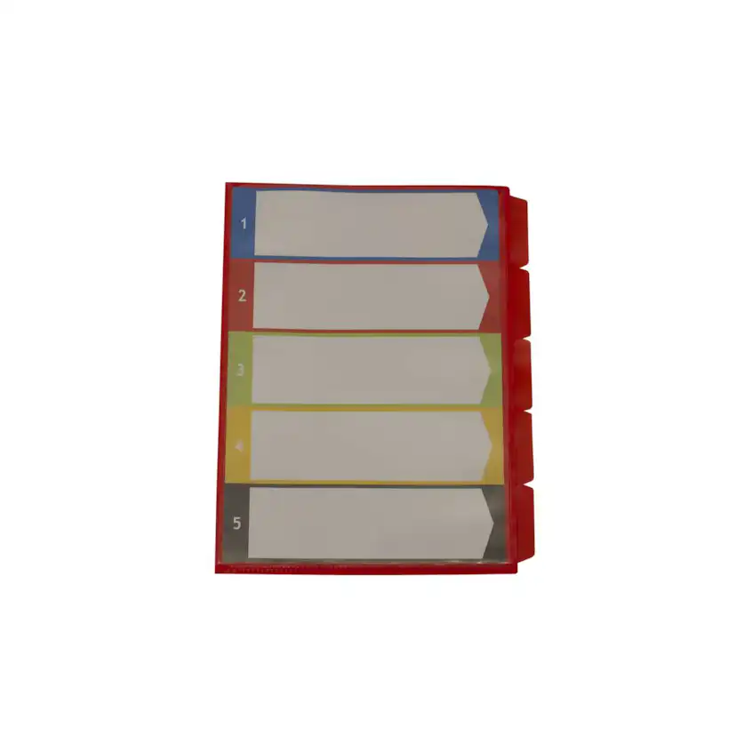 Sorteringsfolder KEBA med 5 Fack/Tabbar Etikett/Ficka