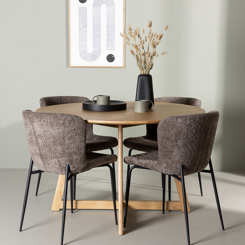 Matgrupp Venture Home Yakidon Ø120 cm med 4 st Modesto stolar