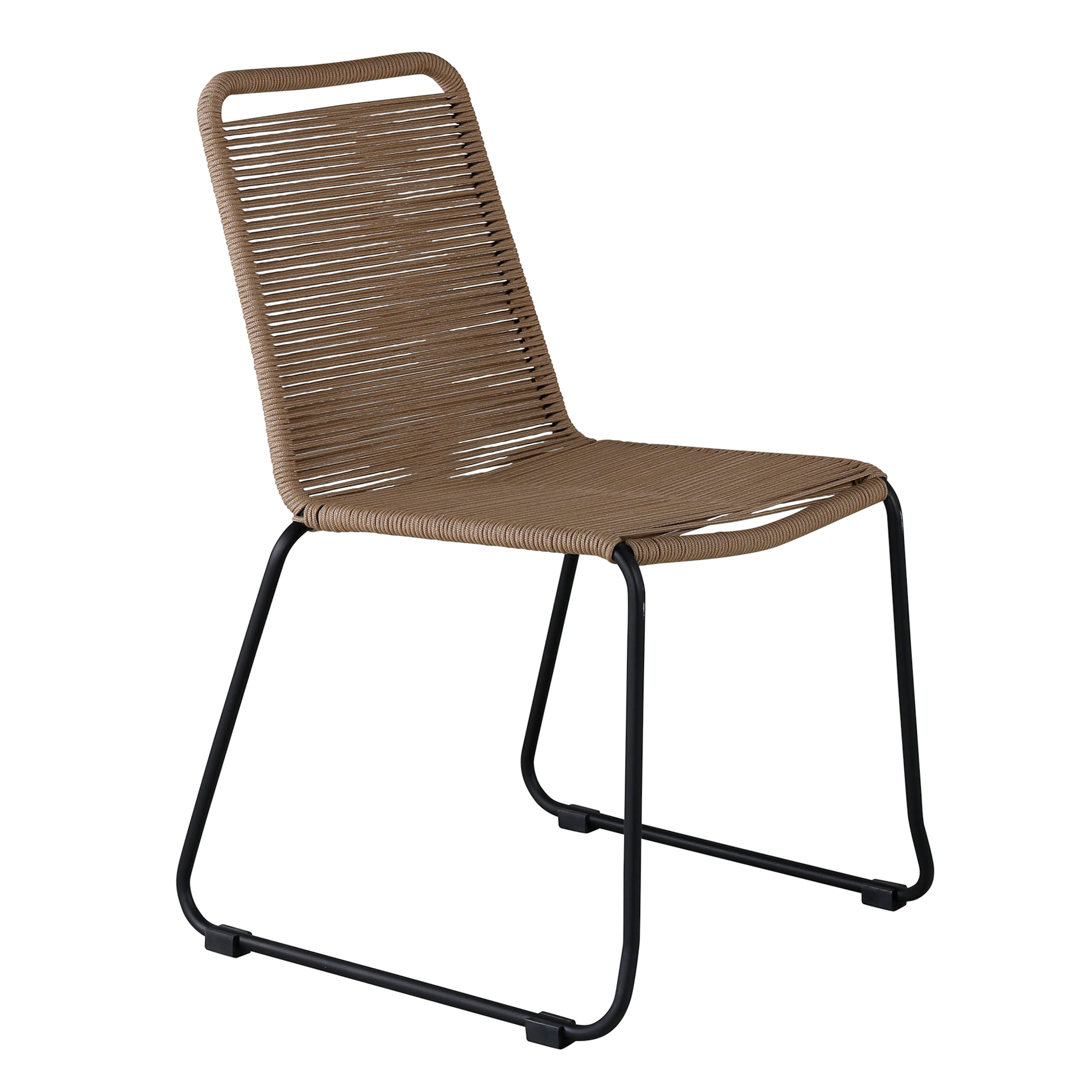 Lindos Stacking Chair - Black Alu / Latte Rope Svart/Latte