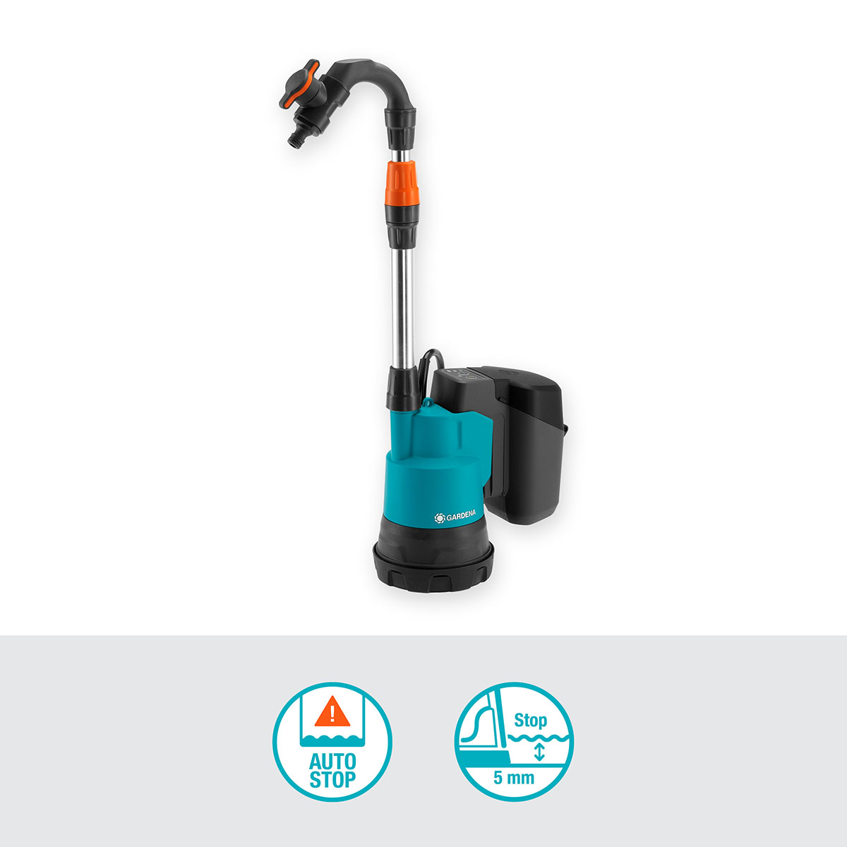 Pump Gardena för Regnvattentunna 2000/2 18V P4A Set (2,5Ah batteri + standardladdare)