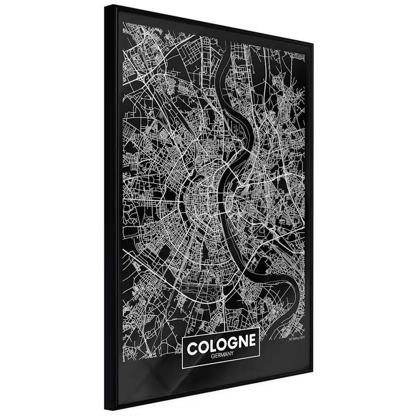 Poster Artgeist Affisch Dark Map of Cologne