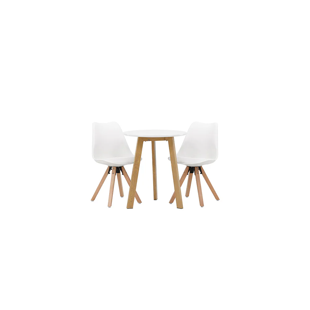 Matgrupp Venture Home Leonora Ø65 cm med 2 st Zeno stolar Vit