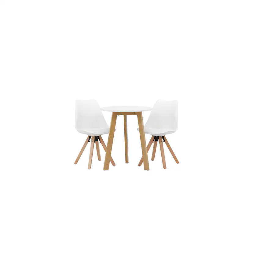 Matgrupp Venture Home Leonora Ø65 cm med 2 st Zeno stolar Vit