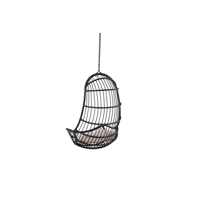 Pulau Hangingchair Rattan Black / Creme Svart