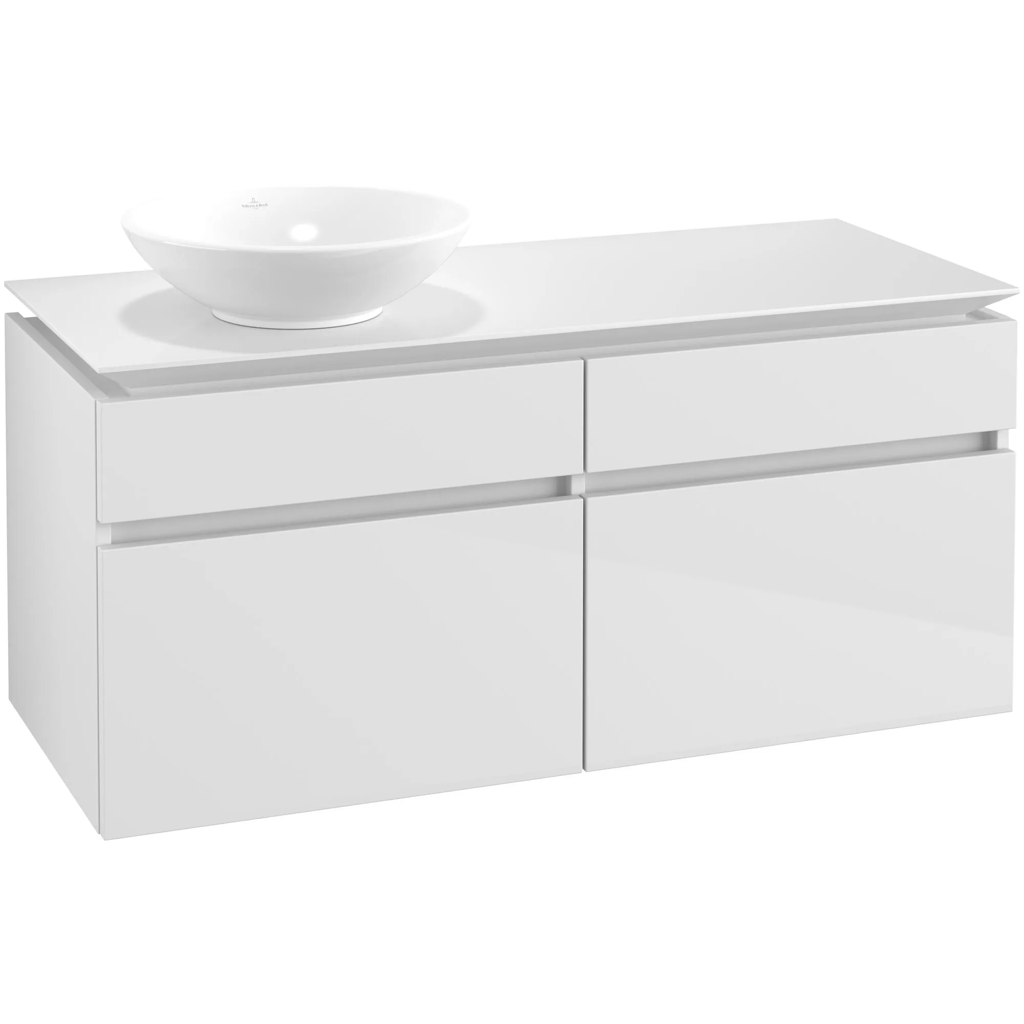 Tvättställsskåp Villeroy & Boch Legato 1200 med 4 Lådor för Ocentrerat Ytmonterat Tvättställ
