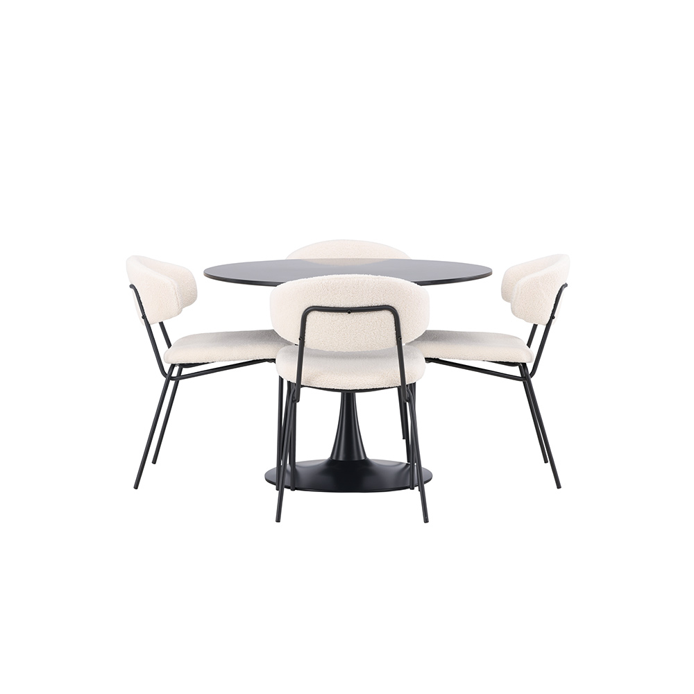 Matgrupp Venture Home Glade Ø 100 cm med 4 Chico Stolar