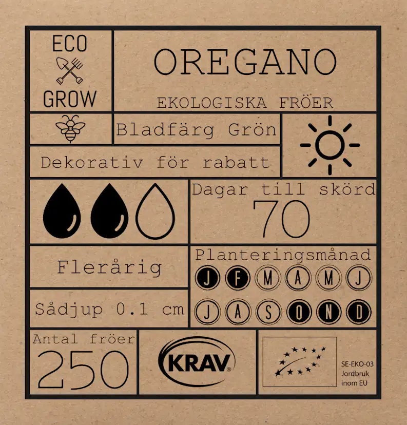 Fröpåse Eco Grow Oregano Italian Origanum Vulgare