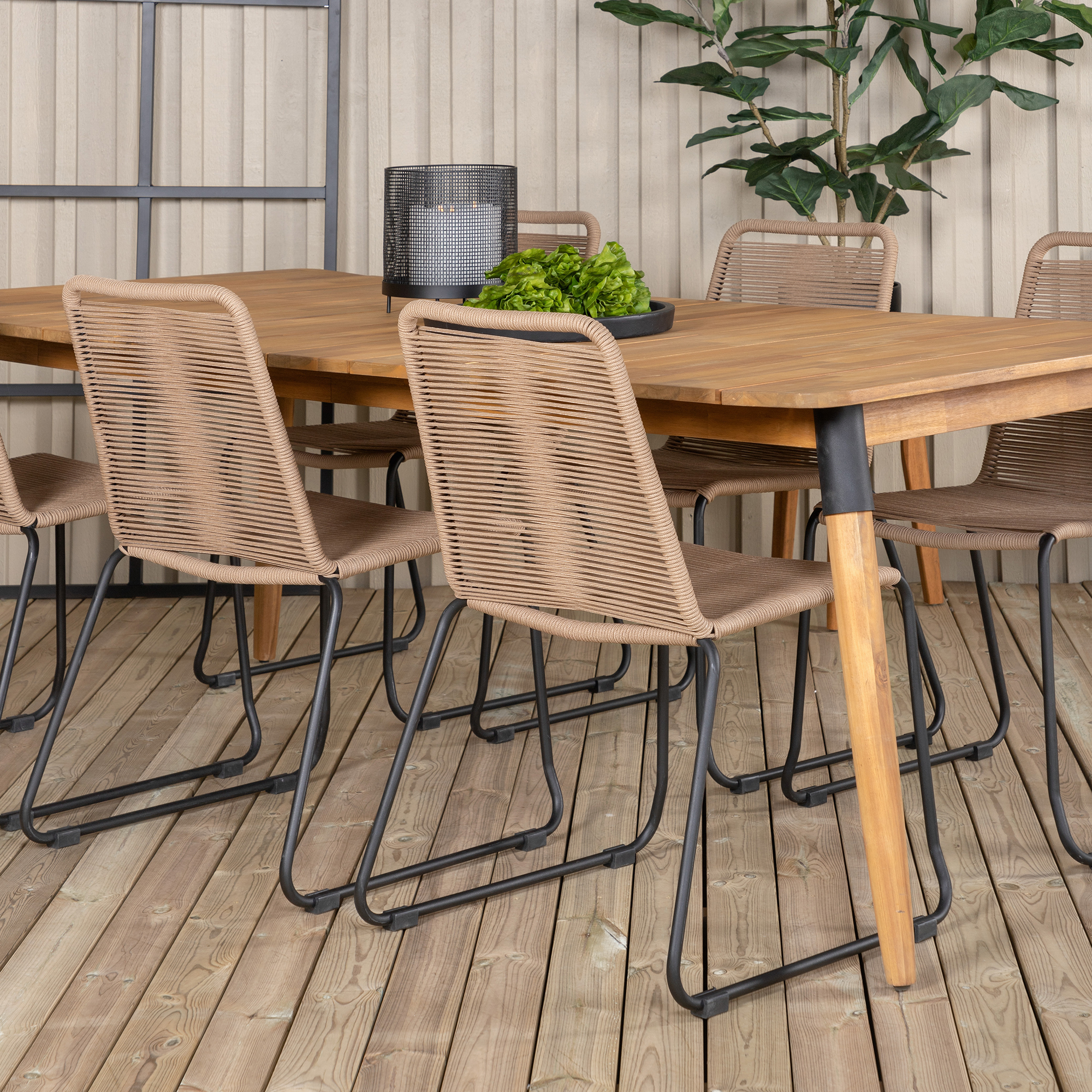 Julian Dining Table - Acasia - 210*100cm+Lindos Stacking Cha Latte