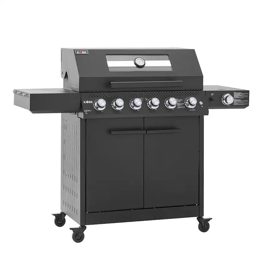Gasolgrill Kobe Premium 5 Brännare Med Sidobrännare & Glaslock