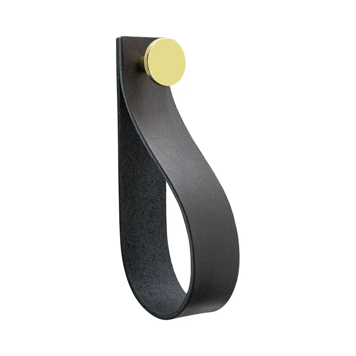 Loop Strap läder svart/mässing Mässing