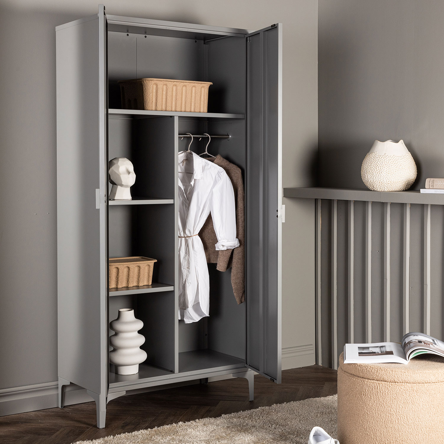 Piring Wardrobe - Light Grey Ljusgrå