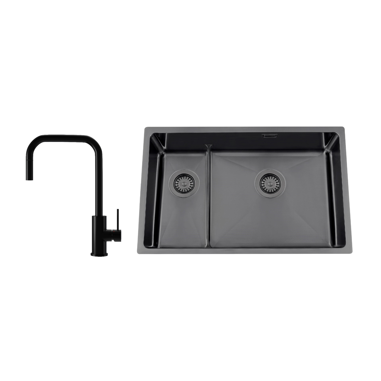 Disklåda Nordic Tech Titan 73 KHX Nickel med Köksblandare Steel Accent Square D