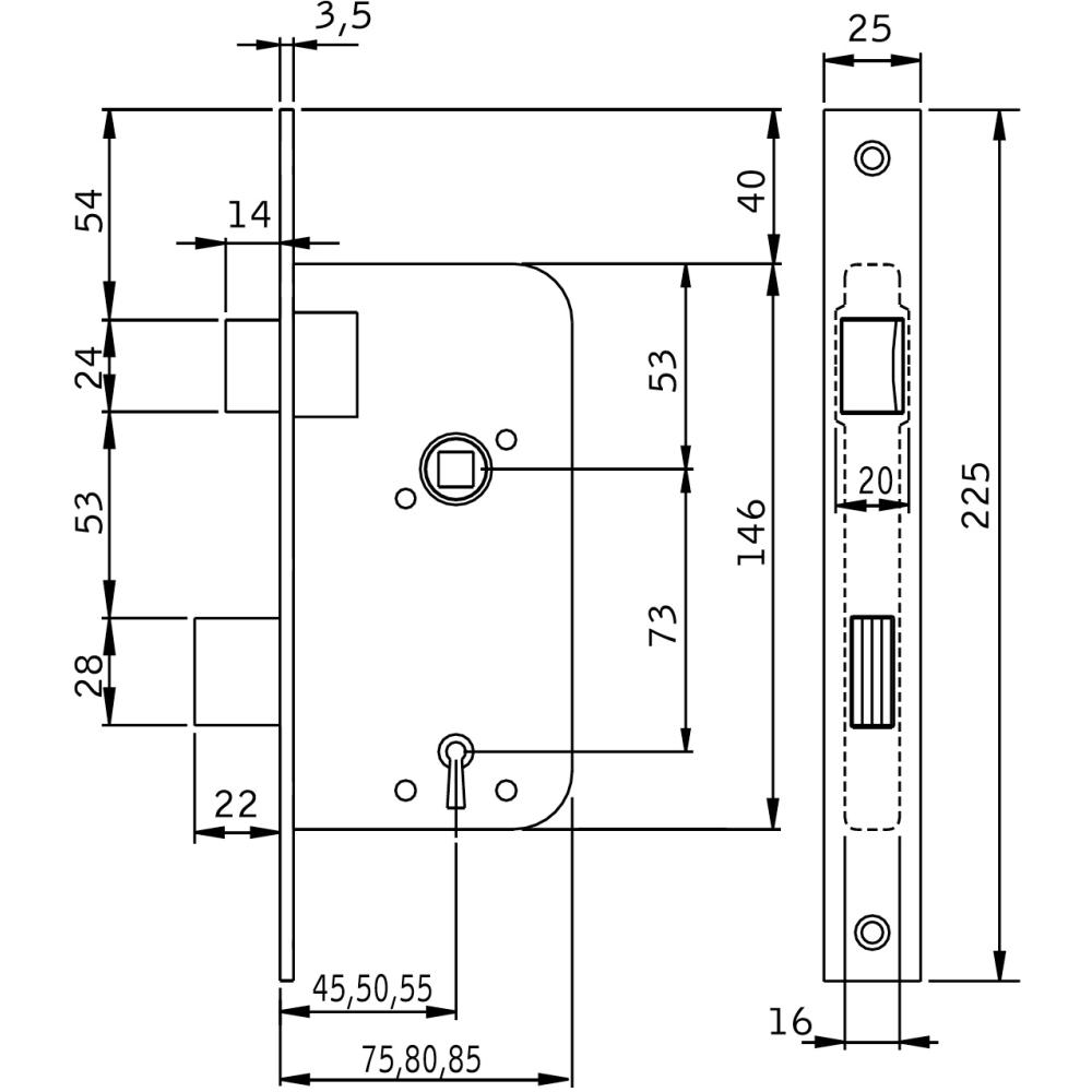 Låshus ASSA 40B7-75