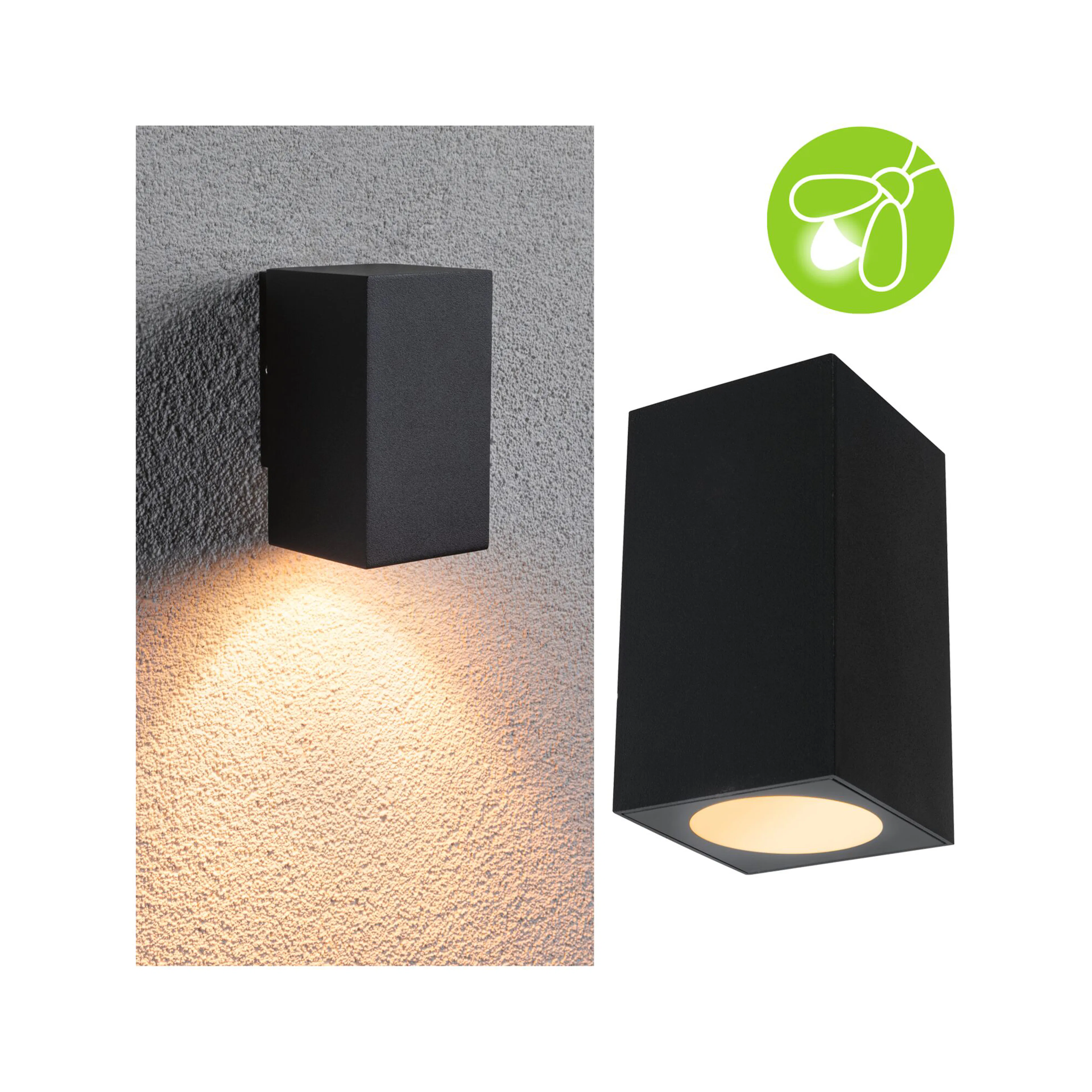 Fasadbelysning Paulmann Flame LED Nedåtljus IP44 230V Färg: Antracit, Ljus: Gold Light (insektevänlig)