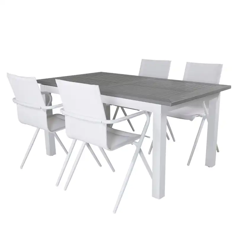 Matgrupp Venture Home Aleyna 152 Vit med 4 Aspen Matstolar