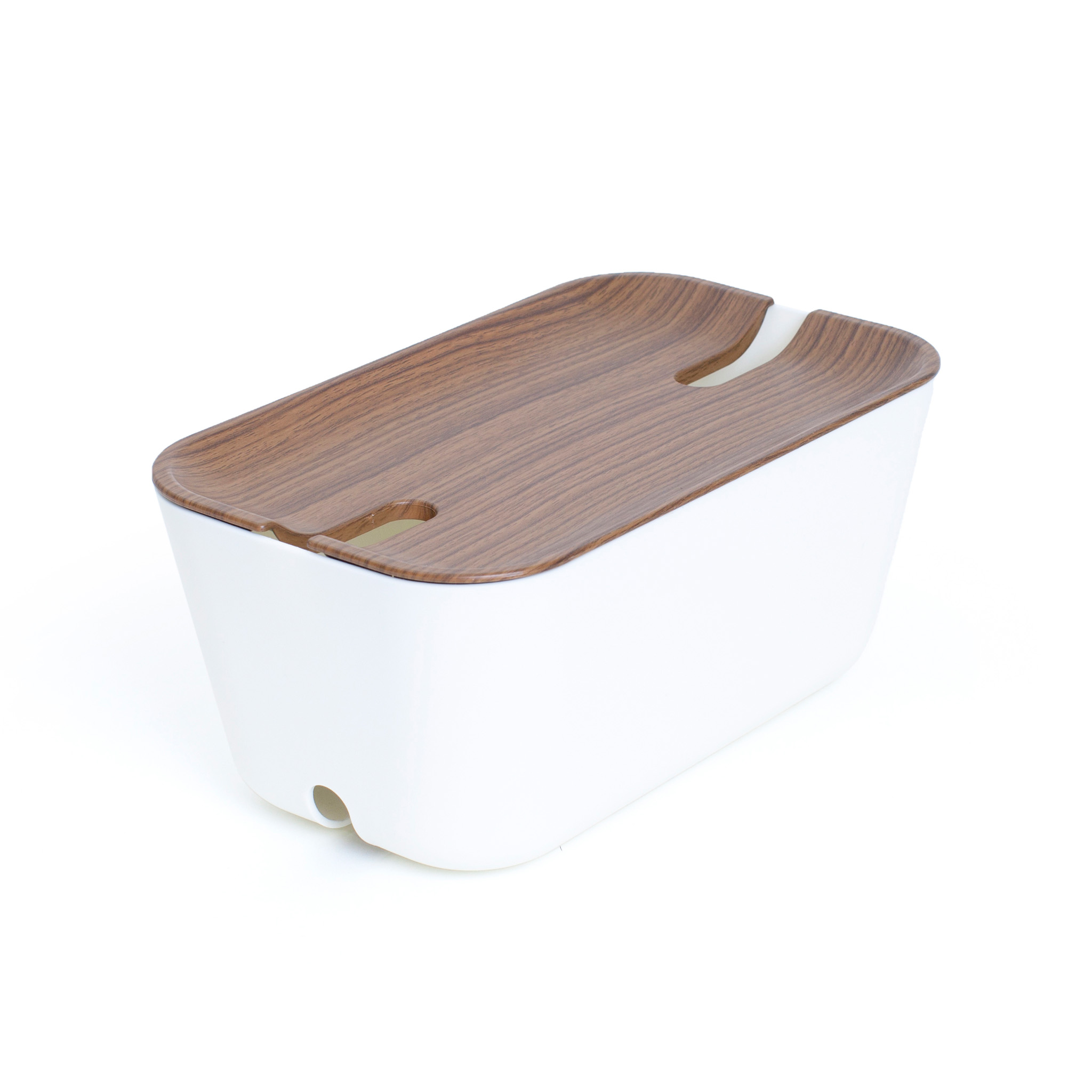 Kabelsamlare Cable Box M Färg: Vit/Mörk trä