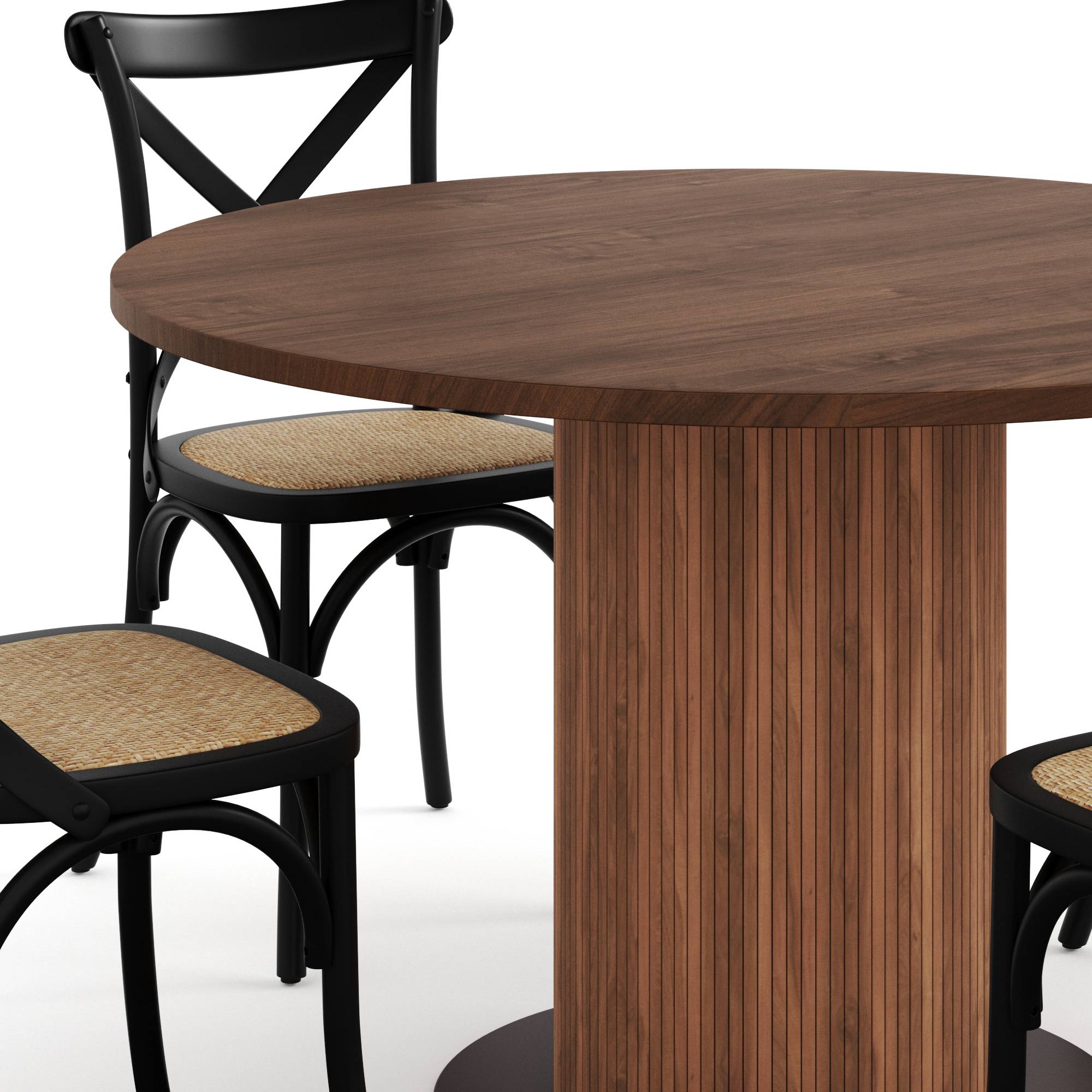 Matgrupp Bark Noira Runt Matbord 120 cm med 4 Kalb Matstol