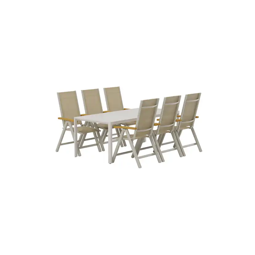 Matgrupp Utomhus Venture Home Giardini 90x200 cm med 6 st Panama Trädgårdsstolar