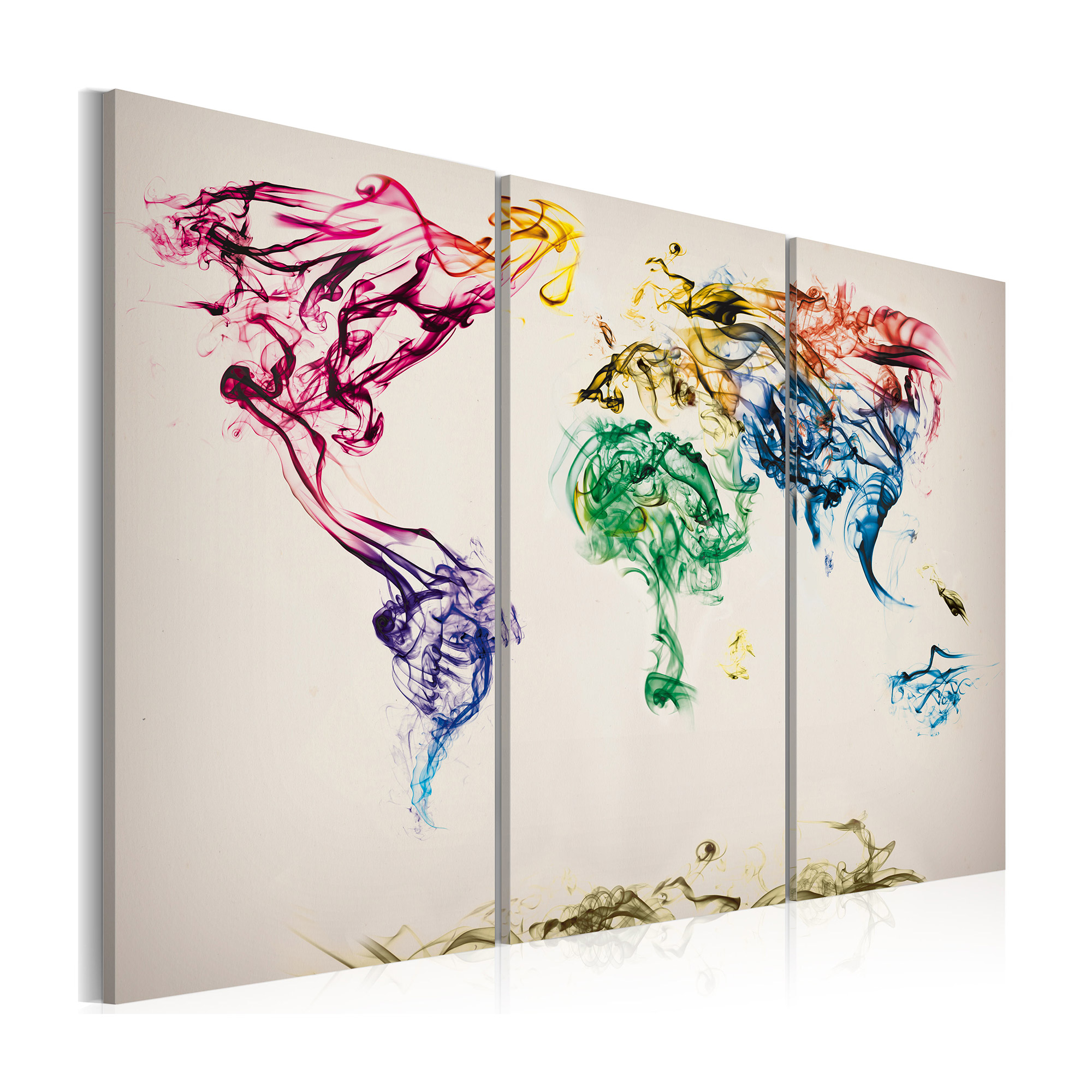Tavla Arkiio Världskartan Färgad Rök Spår Triptych