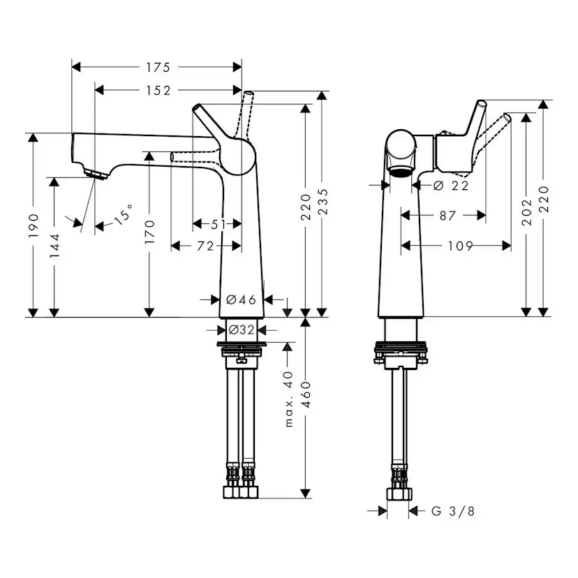 Tvättställsblandare Hansgrohe Talis S 140 med Lyftventil Ja, Lyftventil