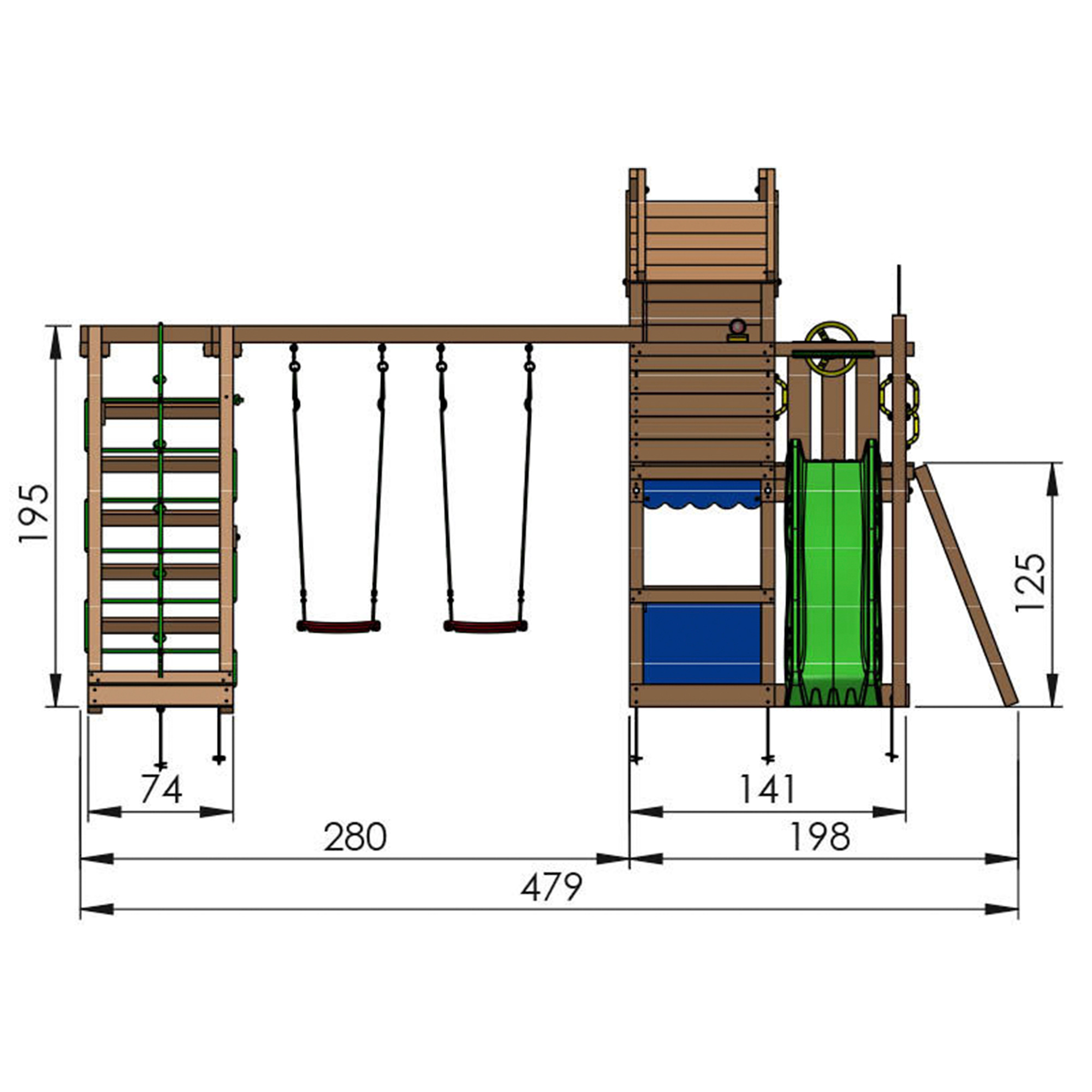 Jungle Gym Resort lektorn komplett inkl. klättermodul och bl Blå