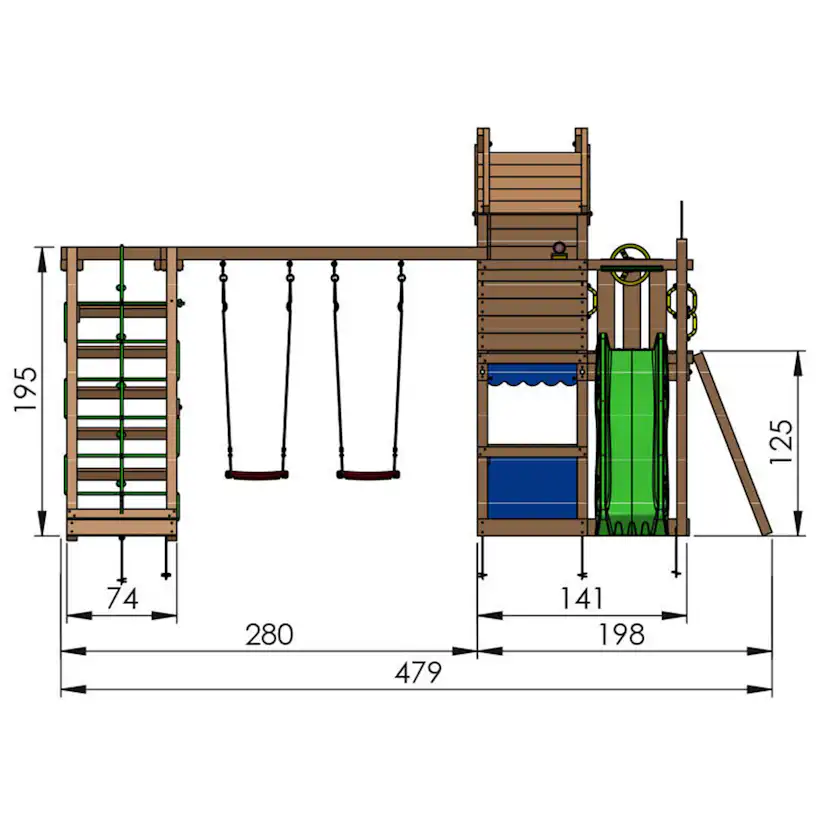 Jungle Gym Resort lektorn komplett inkl. klättermodul och bl Blå