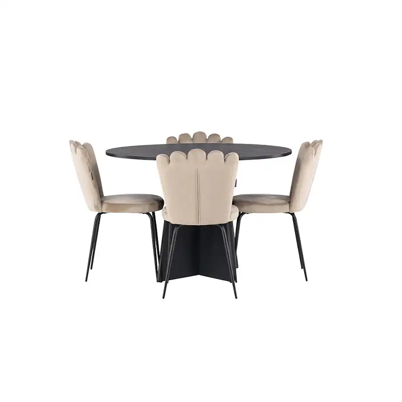 Matgrupp Venture Home Bootcut Ø110 cm med 4 Limhamn Light Stolar