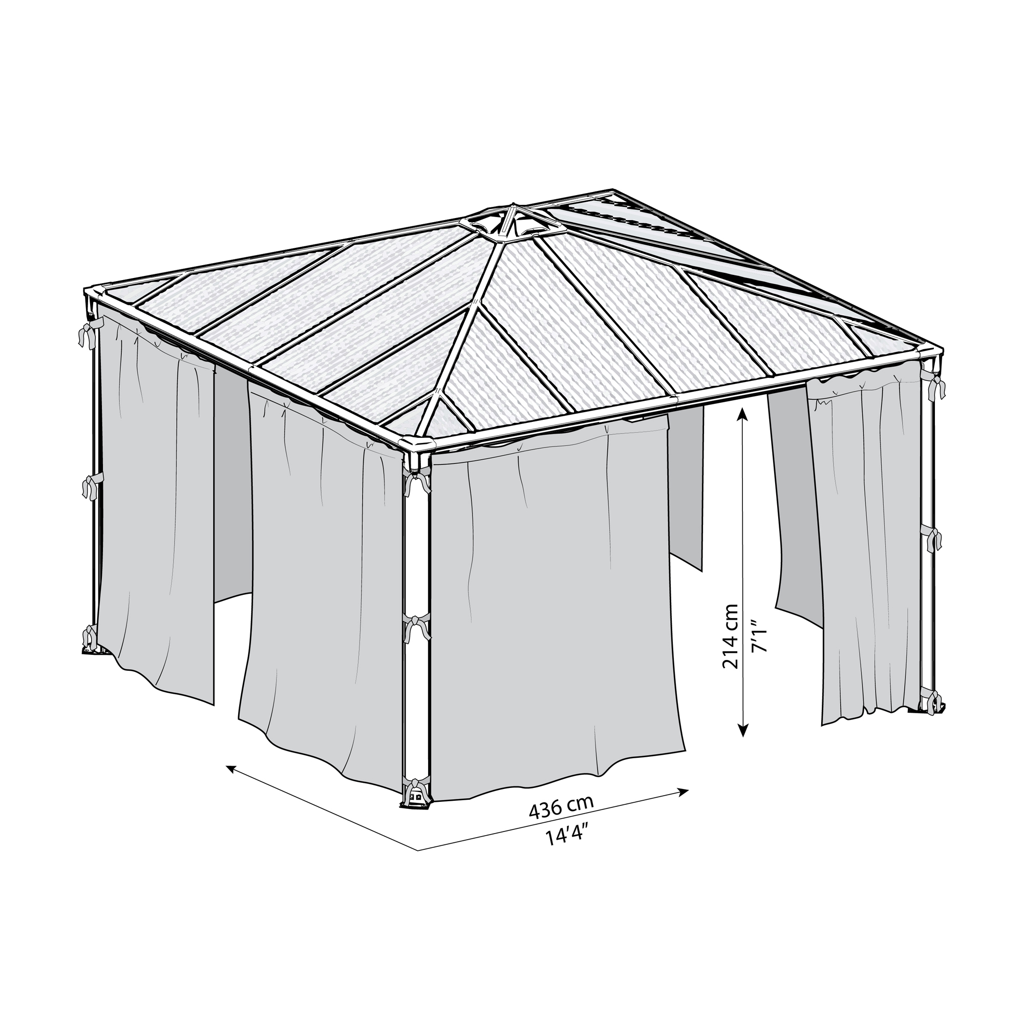 Gardinset Canopia by Palram Grå Till Palermo Paviljong 4,3 x 4,3 m