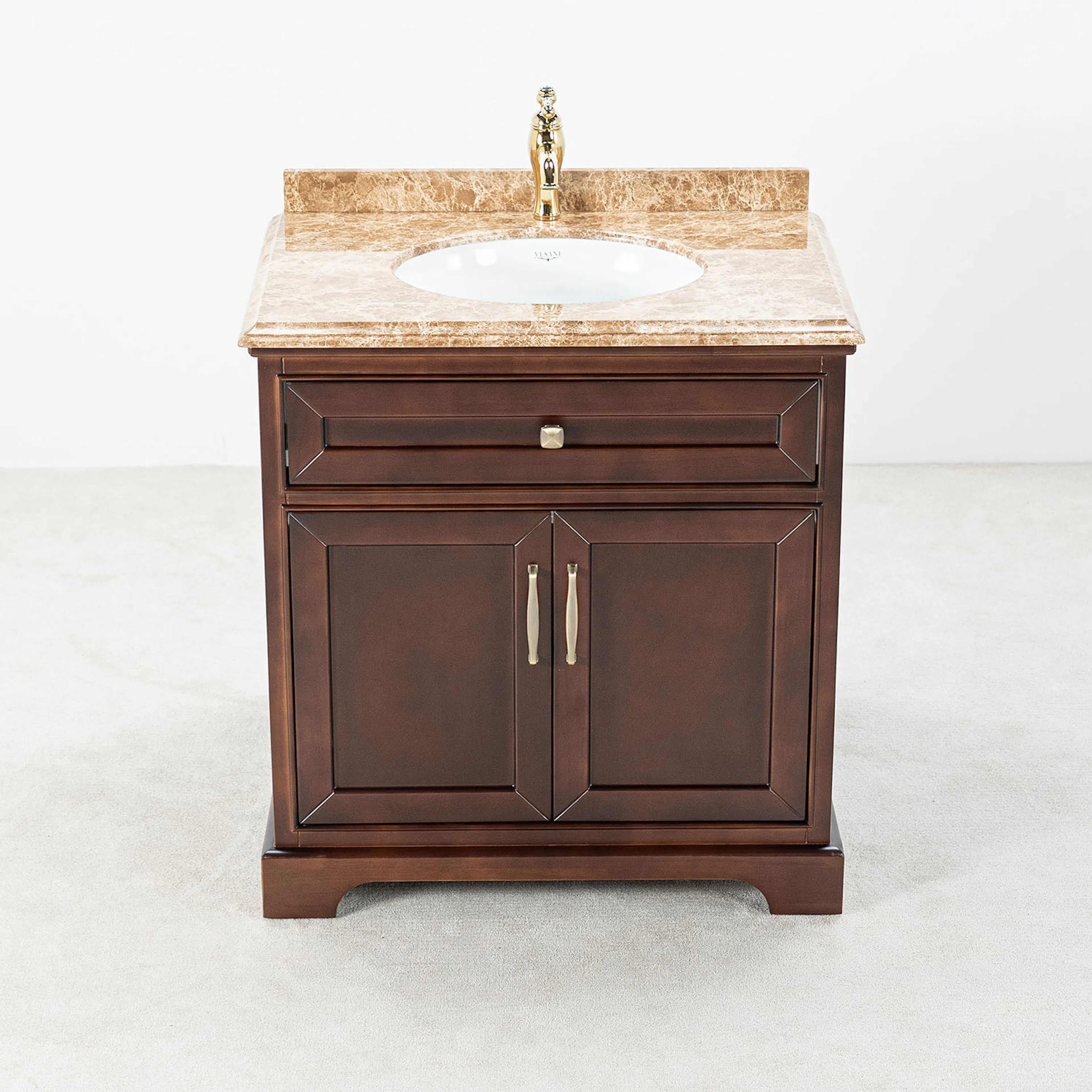 Kommod Badrum 80cm Brun Wyoming - Beige Marmor