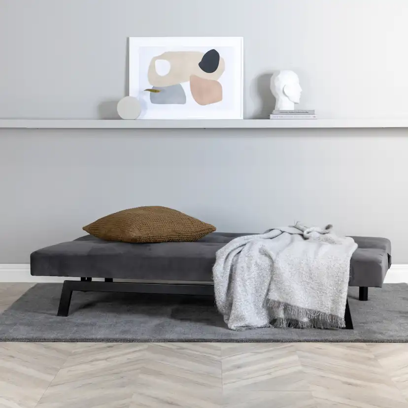 Bäddsoffa Venture Home Bodil Grå Sammet 2-sitssoffa 180x80x55 cm 1 Sovplats