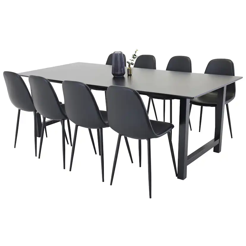 Matgrupp Venture Home Clara med 8 Pobbie Stolar Konstläder