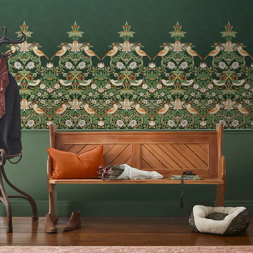 Fototapet William Morris At Home Strawberry Thief Green