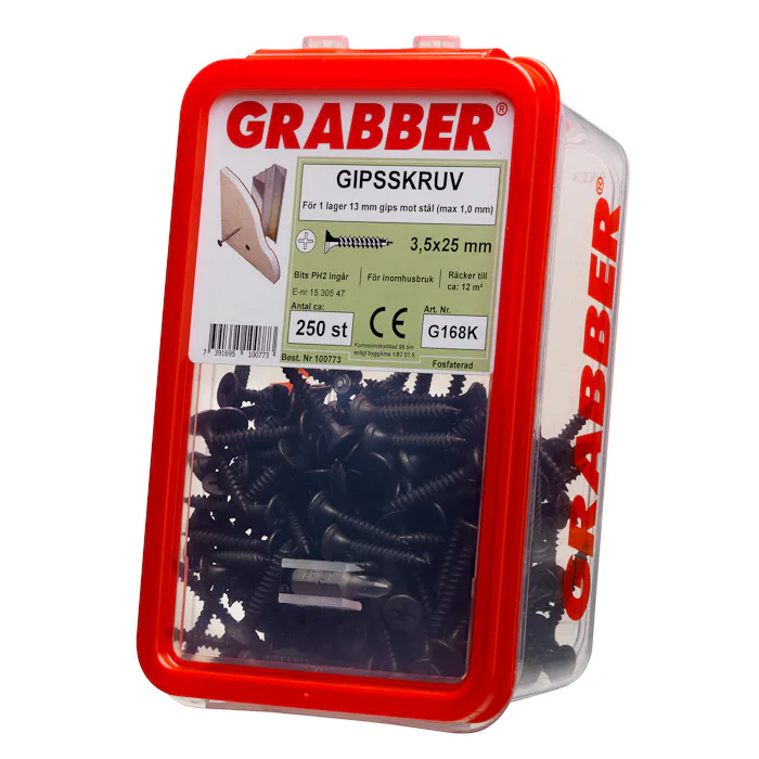 GIPSSKRUV G168K 3,5X25 250 ST Gipsskruv Grabber mot Stål och Trä 3,5X25 250 ST