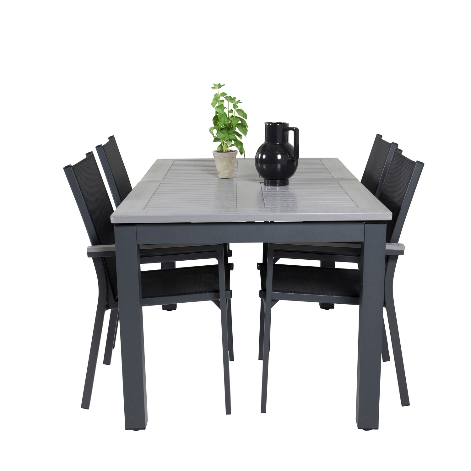 Albany Dining Table 160/240*100 - Svart Alu / Grey Aintwood+ Svart/Grå