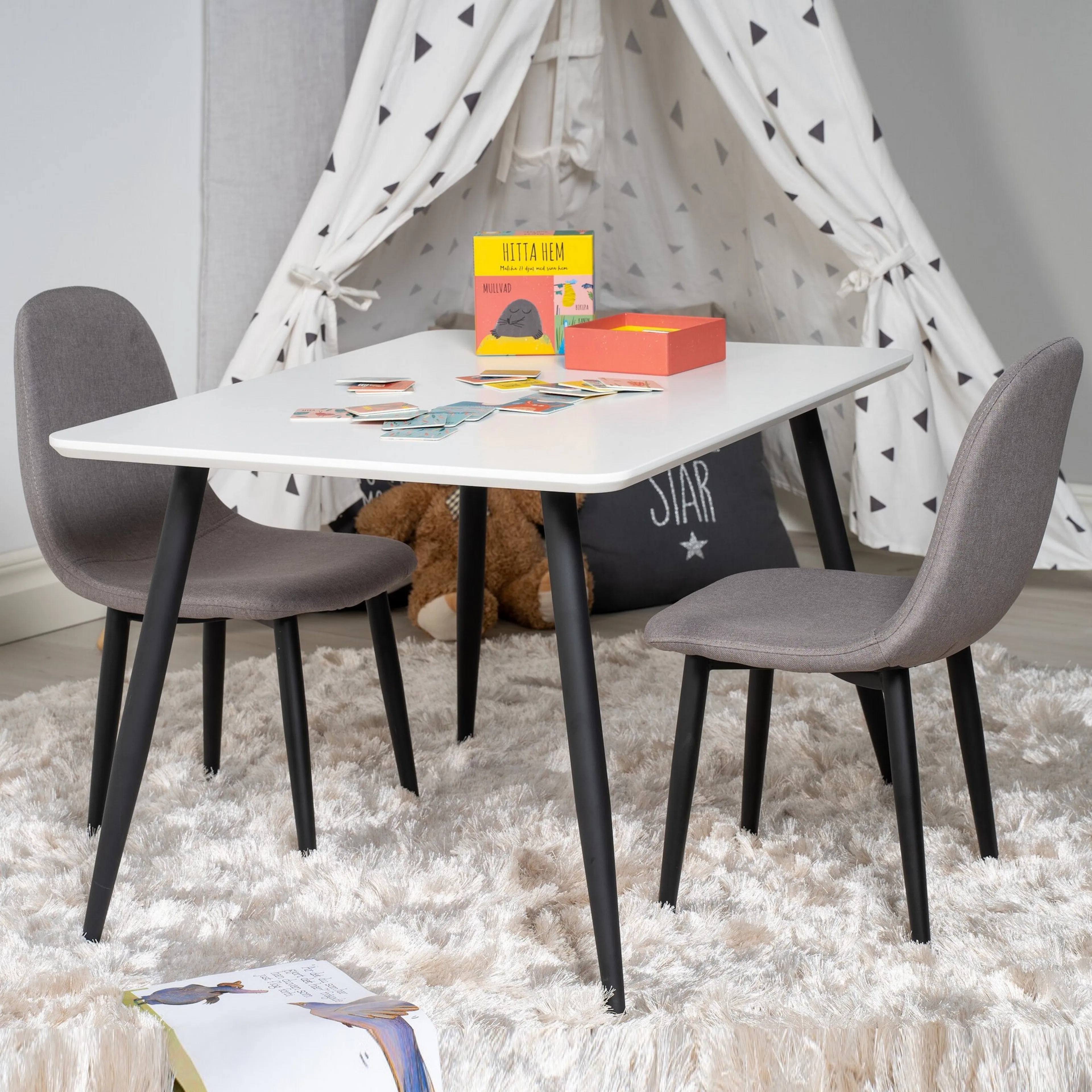 Polar Dining Table 80*60 XXS - White / Black +Polar dining C Vit/Grå