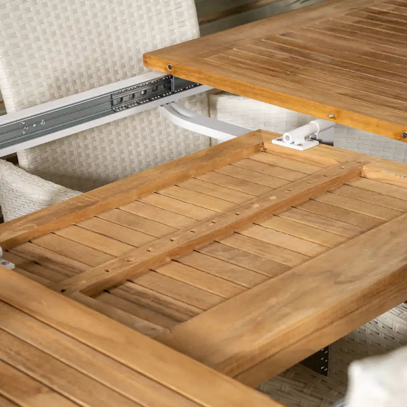 Panama Dining Table 152/210*90 - White Alu / Teak+Padova Arm Blanka Ben