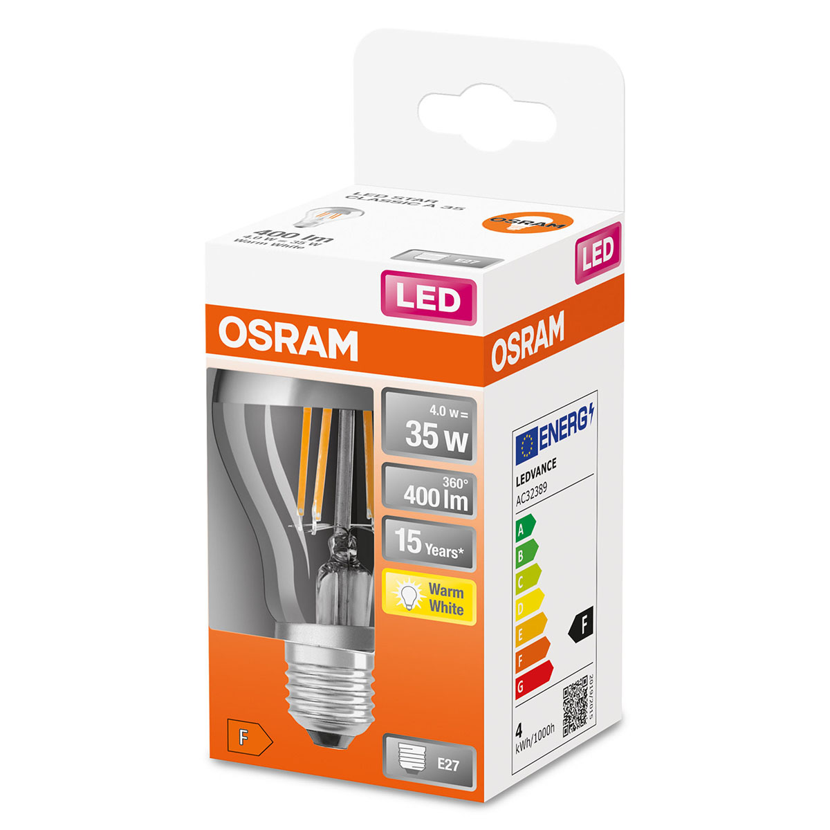 LED-Lampa Osram Normal (35) E27 Silver 827 Toppförs Cl A