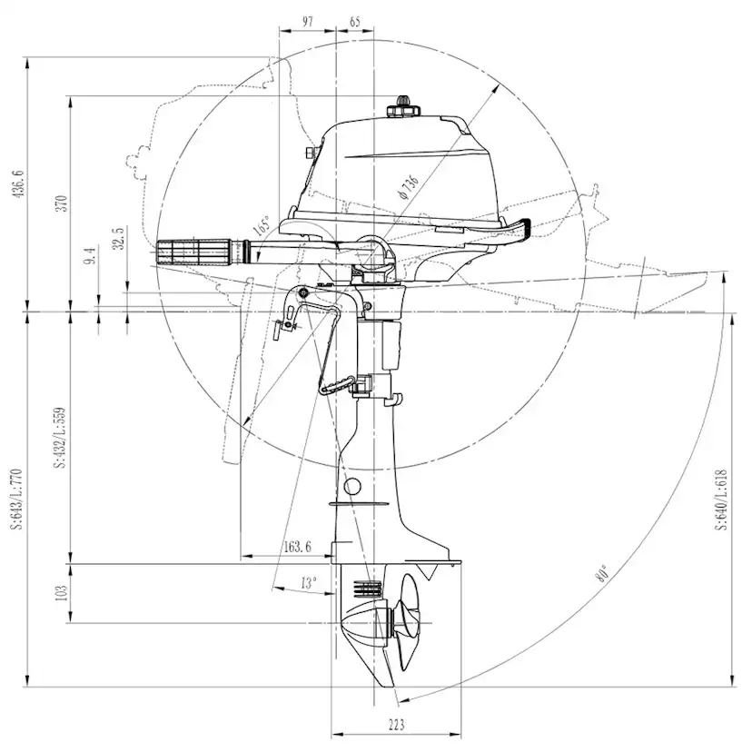 Utombordsmotor Parsun 4-Takts Kort Rigg 2.6hk