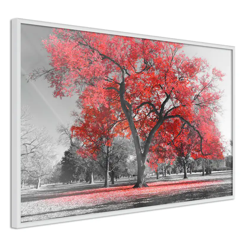 Poster Artgeist Affisch Autumn in the Park Red