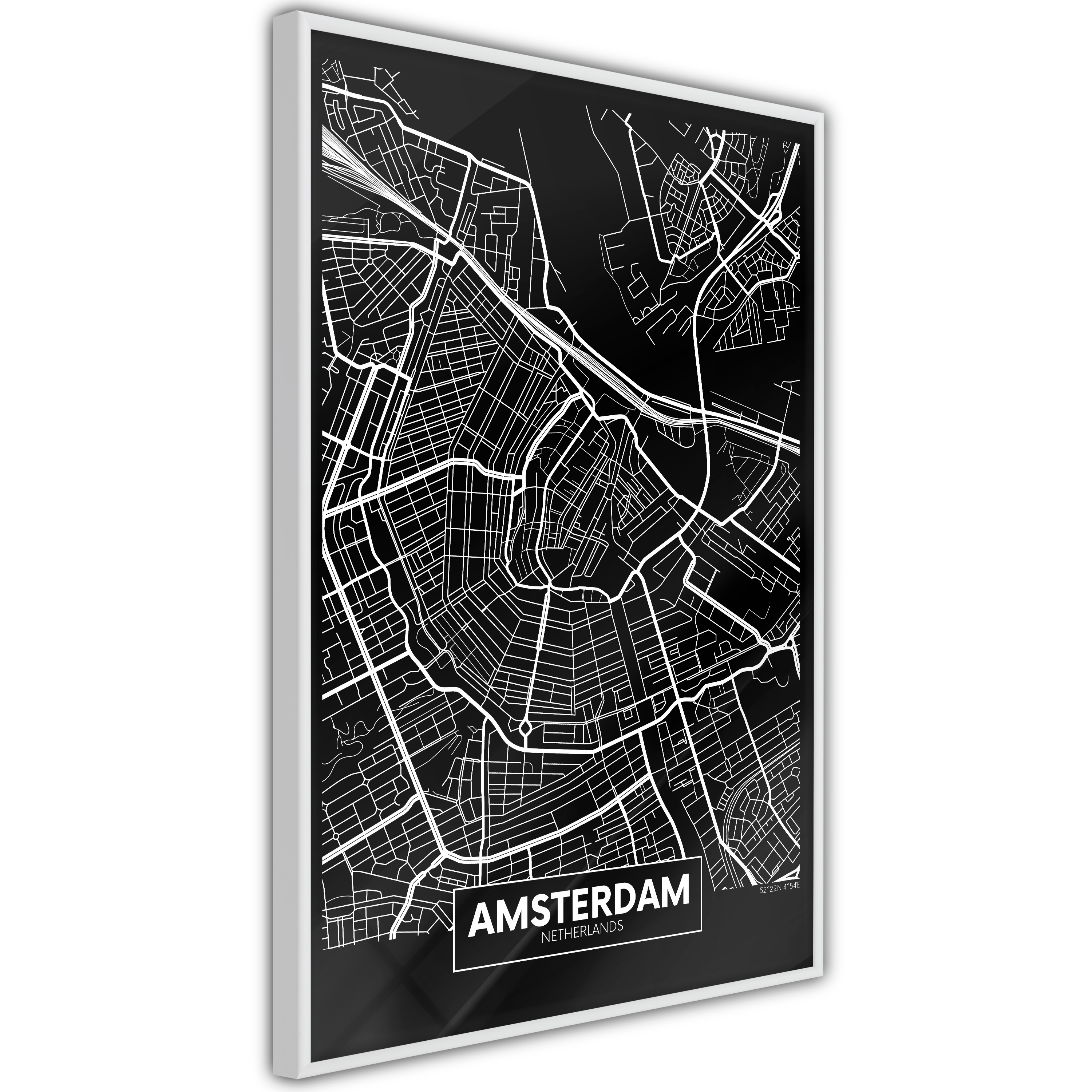 Poster Artgeist Affisch Dark Map of Amsterdam