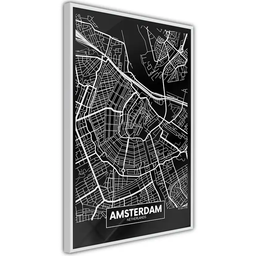 Poster Artgeist Affisch Dark Map of Amsterdam