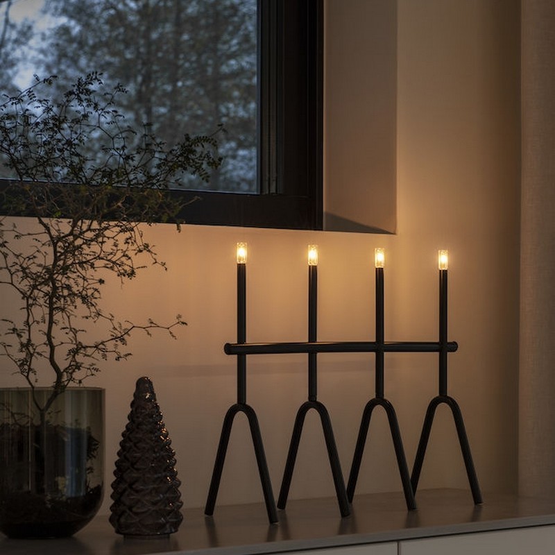Elljusstake Gnosjö Konstsmide Metall Svart 4 LED