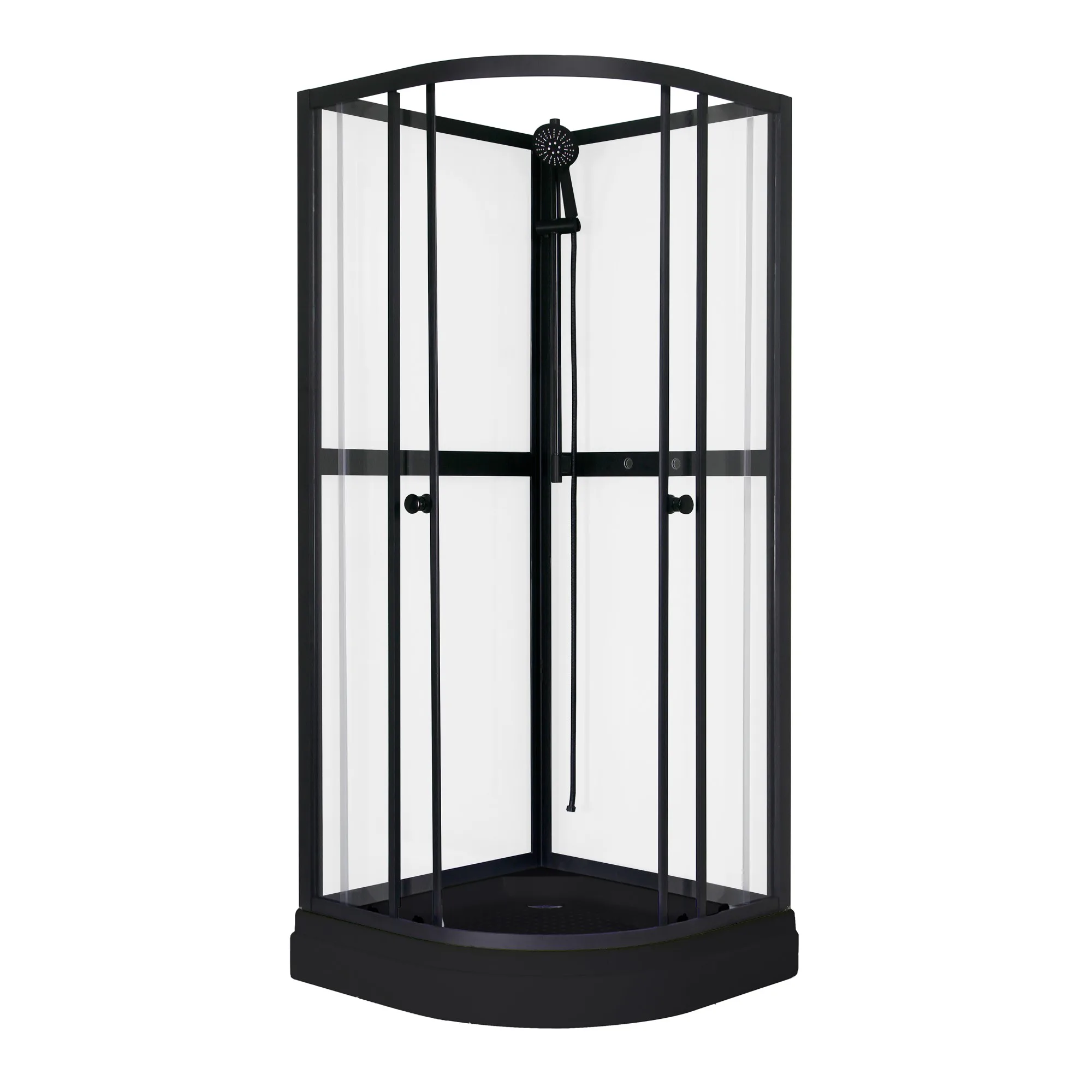 Duschkabin Aurora Round - 80 x 80 x 195 cm Black Svart, 800x800 mm